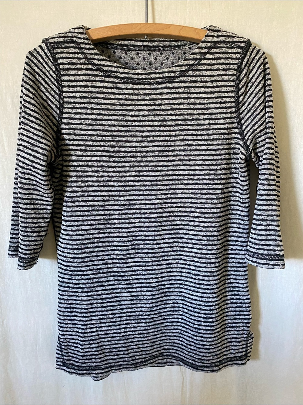 Reversible cut loose Black and Grey Striped/Polka Dotted Long Sleeve Tee - Mediu